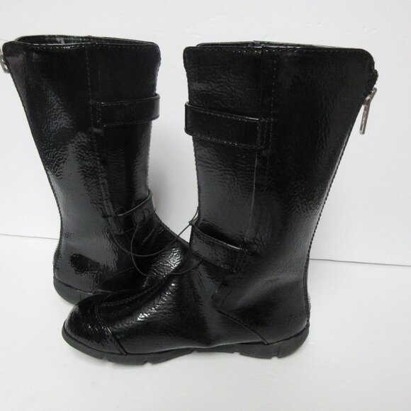 FADED GLORY Black Boots with Buckle & Back Zipper Shoes Girls Size 13 w/BOX - Picture 8 of 11